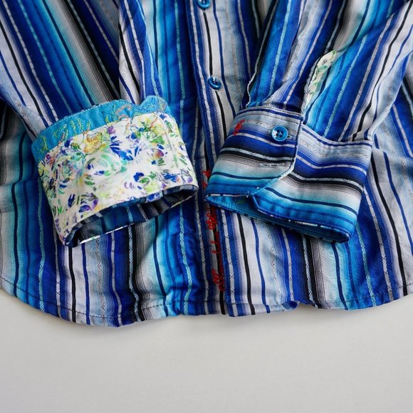 Robert Graham | Flip Collar/Sleeve Striped Shirt - Picture 3 of 8